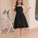 IBAKOM Girl Sleeveless Formal Party Dress Ruffle Smocked Flower Bud Skirt Teen Fancy Pageant Homecoming School Prom Dress