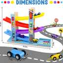 Montessori Toys for Toddlers, Children Race Track Toy with 4 Cars and 1 Wooden Parking Lot, Stable Base, Car Ramp Toy for 1 2 3 Year Old Boy Girl Gifts