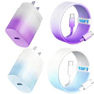 S25 Ultra Charger, 25W USB-C Super Fast Charger with 10FT Type C Cable Cord PPS/PD Wall Charging Block for iPhone 17/16/15 Samsung Galaxy S26 S25 Ultra/S25/S24/S23 (Purple)
