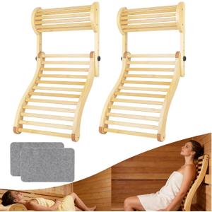 Sauna Backrest Infrared Accessories - 2-in-1 Adjustable Removable Bamboo Sauna Back Rest Pillow for Any Barrel or Infrared Sauna 2Pcs