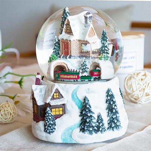 Bubble Ranch 6" Train Christmas Snow Globe Music Box Musical Gifts for Kids Girls Daughters Boys with Battery Operated Led Light Home Decor Indoor Decoration Ornaments