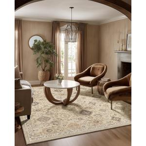 Machine Washable Rug for Living Room: 5x7 Area Rugs Boho Vintage Rug Stain Resistant Non Slip Low Pile Soft Lightweight Carpets for Bedroom Kitchen Dining Room Nursery Kids Room Farmhouse (Beige and Cream)