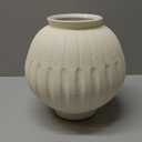 Kokrose Ceramic Round Vase, Cream Pottery Textured Terracotta Vase for Centerpieces, Rustic Farmhouse Style, Ideal for Flowers and Decorative Use, 7.9 Inches