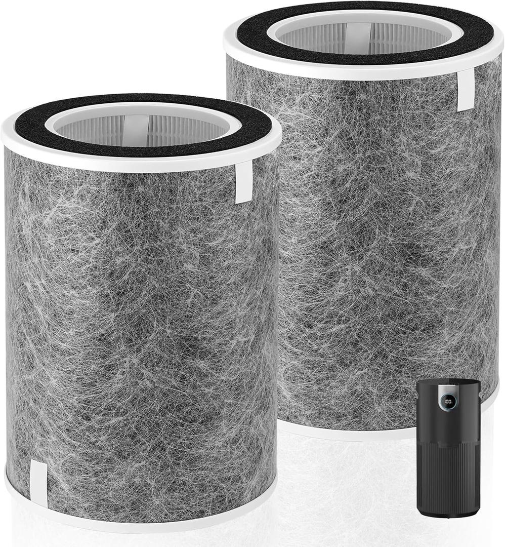 2Packs HP202 Replacement Filter Compatible with HP201, UA205, AP1000 HP200 For Shark HC501, HC502 Air Purifier MAX Replacement Filter HEPA, Part # HE2FKBASMB, HE2FKBAS, HE2FKPET, HE2FKPRO.