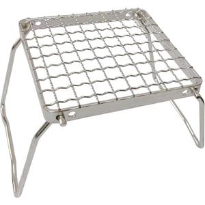 MDUG Ultralight Mini Camp Grill with Foldable Legs  304 Stainless Steel Grate, Portable Gas Stove & Campfire Stand, Compact Grill Grid for Backpacking/Camping/Hiking/Picnic/Travel/Fishing (Weave)