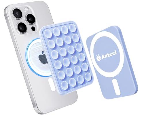 PKYAA Anteel Magnetic Suction Phone Mount for MagSafe Case, Silicone Grip Secure Mirror Shower Phone Holder for iPhone 12/13/14/15/16, Hands-Free Selfie/Video for TikTok Creator/Influencer (Lavender)