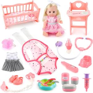 Valentines Day Gifts for Kids, Baby Doll Playsets, Baby Doll with Accessories Set for Girls 3-5, Baby Doll Set for 3 4 5 Year Old Girl (Doll Playset)