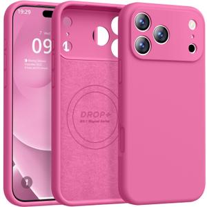 Ktele Magnetic for iPhone 17 Pro Case [Compatible with Magsafe] [Premium Silicone Satin-Smooth Touch] Slim Shockproof Anti-Scratch Microfiber Lining Case, 6.3 inch, Pitaya