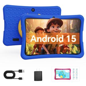 DigiLand 10.1" Kids Tablet, 6GB RAM 32GB ROM, Android 15 GO, with Kid-Proof Silicone Case, Parental Control, 6000mAh Battery, 5MP Camera, WiFi, Bluetooth 5.0, HD IPS Display -Blue