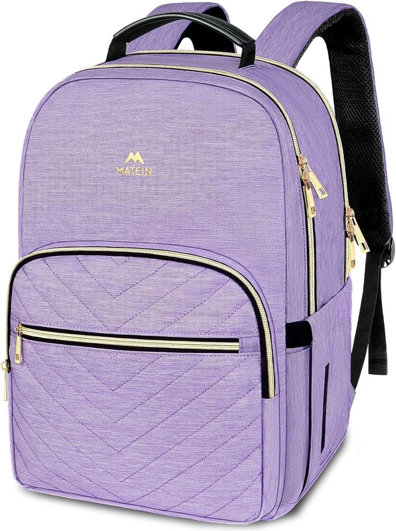 MATEIN 17 Inch Laptop Backpack, Womens Travel Laptop Backpack, Large Water Resistant College Teacher Nurse Work Bag Lightweight Daypack Computer Bagpack, Light Purple
