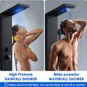 ROVOGO 46.5"H x 7.8"W Shower Panel Tower System with LED Lights, Rainfall Waterfall Shower Head, 4 Body Jets, Handheld Shower and Tub Spout, Stainless Steel Shower Column, Black