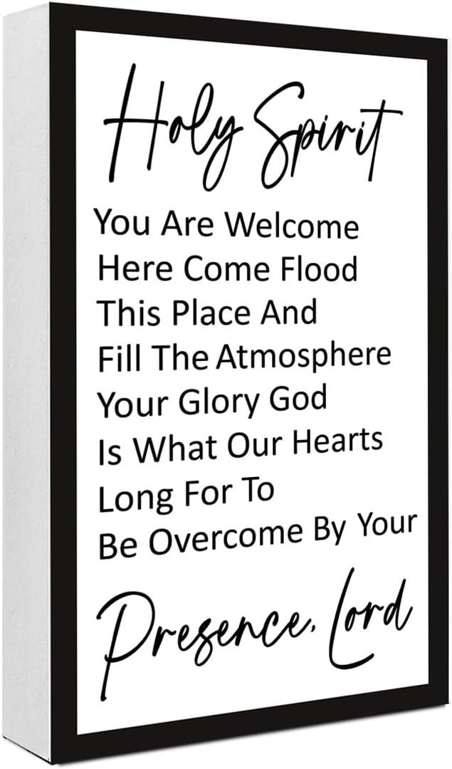 Holy Spirit Wooden Box Signs Desk Decor,Christian Bible Verse Scripture Plaques