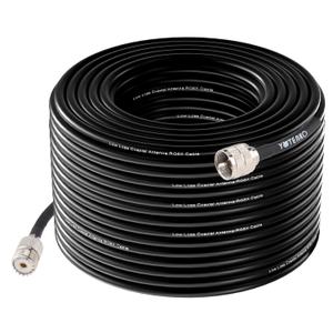 RG8x Coaxial Cable 100ft, UHF PL259 Male to UHF SO239 Female Connector Cable 100 feet, 50 Ohm Antenna Coax Low Loss for CB Ham HF Radio