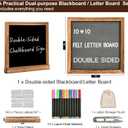 10" x 10" Double Sided Chalkboard Sign with Stand, Small Chalk Board Blackboard Wood Frame Felt Letter Board with 12 Chalk Markers and 340 Letters (Brown)
