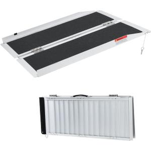 Wheelchair Ramps 5FT, Portable Folding Ramp, Non-Skid Ramp Hold Up to 800Lbs,Portable Aluminum Foldable Mobility Scooter Ramp, Threshold Ramp for Home, Stairs, Curbs, Steps, Doorway