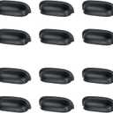 Quluxe 3.5" Drawer Pulls Flat Black Cabinet Cup Pulls Kitchen Hardware Cabinet Handles Drawer Handles Knobs, Hole Center 2.5 (Pack of 12)