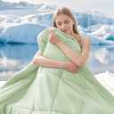 HYLEORY Cooling Comforter King Size - Summer Cooling Blanket for Hot Sleepers/Night Sweats, Double-Sided Cold Touch Silky Ice Comforters, Breathable Lightweight Beddings, Cool Green, 108"x90"