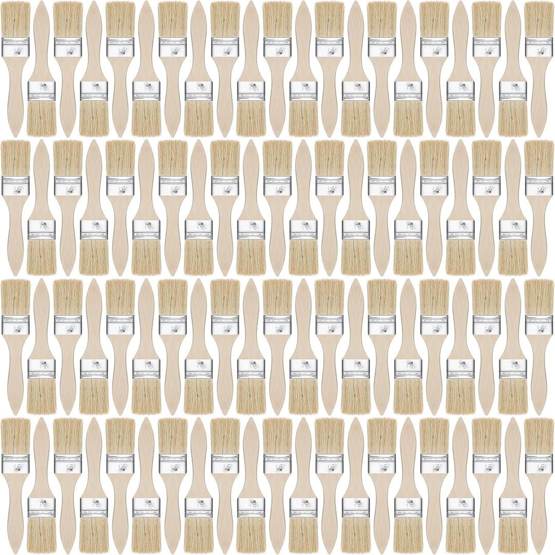 Skylety 120 Pcs Chip Paint Brushes Bulk 1.5 Inch Chip Brush Multi Purpose Stain Brushes with Wood Handle for Home Wall Paint Glues Varnish Art Crafts Furniture Fences Deck Door