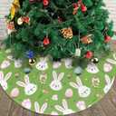 Easter Rabbits Christmas Tree Skirt 48 Inches, Xmas Tree Skirt Party Indoor Decoration Ornaments Hat
