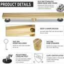 Linear Shower Drain 36 Inch, Brushed Gold 304 Stainless Steel Rectangular Shower Drain, 51L/Min Fast Drainage Floor Linear Drain, US Standard CUPC Certified, Zirconium Gold, SD-108-36ZG