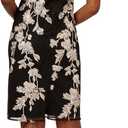Adrianna Papell Border Embroidery Sheath Dress (Black, L)
