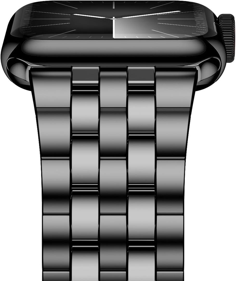 Iiteeology Metal Band Compatible with Apple Watch Band 41mm 40mm 38mm, Upgraded Business Stainless Steel Link Band for Apple Watch Series 9/ 8/ 7/ 6/ 5/ 4/ SE - 5 Beads, Space Gray