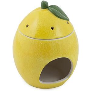 Boston International Wax Melt Warmer Ceramic Tealight Tart Burner, 5" Tall, Lemon
