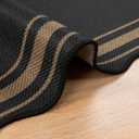 SHACOS 2x3 ft Washable Indoor Door Mat Scalloped Non Slip Woven Texture Geometric Farmhouse Modern Carpet for Porch Entryway Hallway Kitchen Indoor Outdoor Patio Black