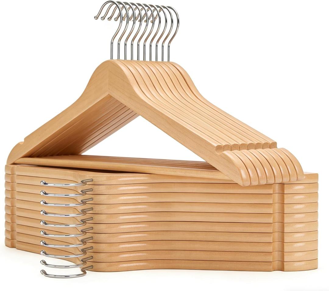 GRANNY SAYS Clothes Hangers for Closet, 20 Pack Wood Hangers, Heavy Duty Wooden Hangers for Coats, Suits, Pants, Natural Wood Color