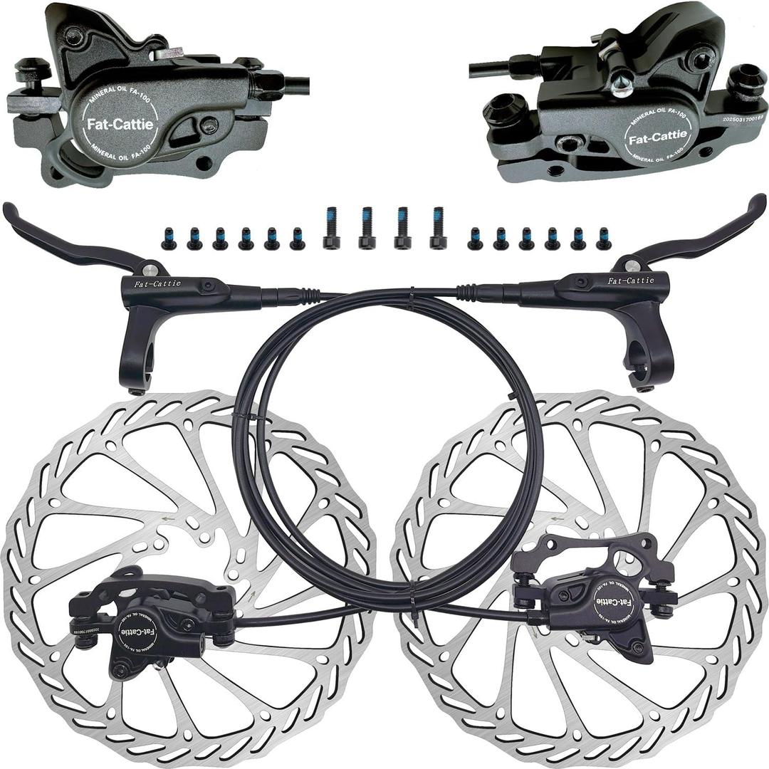 Bike Hydraulic Disc Brake Set with 160mm Rotors,For Mountain Bike e-Bike Fat Bike Road Bike(Right Front Brake& Left Back Brake)(Black)