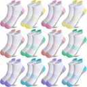 JAMEGIO Girl Socks 12 Pairs Girls Ankle Socks Athletic Running Low Cut Sock, Size: 10-14 Years