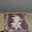 Cemetery Flower for Grave Decorations, Memorial Floral Cross with Easel Stand,Headstone Wreath-Red Rose Hibiscus/White Lily-28 Inch