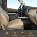 Priprilod Perforated Tan Microfiber Leather Driver and Passenger Bottom and Top Lean Back Replacement Seat Cover Compatible with Ford F250 F350 F450 F550 Lariat 2011 2012 2013 2014 2015 2016