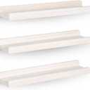 Emfogo Floating Ledge Shelves Rustic Wood Wall Shelf Set of 3 for Storage and Display 16.9 inch Vintage White