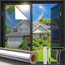 Coavas One Way Privacy Window Film with Tools, Window Tint Adhesive Shatterproof Film for Home, Premium PET Heat Control Daytime Reflective Mirror Coverings, Silver, 35.4 x 78.7 Inch