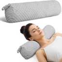 Roll Neck Pillow for Sleeping with Removable Cover Memory 24 x 5.9 Inch Cervical Round Pillow Long Cylinder Bolster Body Pillows for Neck Back Leg Lumbar Support Light Grey