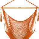 JoyView Hammock Chair with Spreader Bar Caribbean Hammock Swing Chair 300 LBS Weight Capacity XL Rope Hanging Chair for Outdoor Indoor Garden Yard - Orange