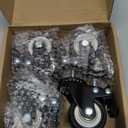 4Pcs 1.5 Inch Heavy Duty Caster Wheels Swivel Casters with Brake and M8 Threaded Stem, Loading 50kg/110lbs Black Rubber