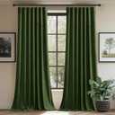 StangH Luxury Moss Green Velvet Curtains for Bedroom, 62 inches Wide Room Darkening Noise Reducing Sliding Door Panels for Dining Room/Office/Apartment, W62 x L84, 2 Panels