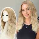 AISI HAIR Blonde Wig for Women Medium Length Wave Curly Glueless Synthetic Heat Resistant Hair Wigs for Daily Party Cosplay (18 Inch)