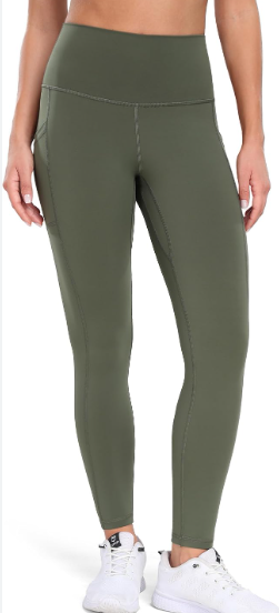 Leggings Depot Women's High Waist Workout Leggings Tummy Control Active Yoga Pants Olive, Small