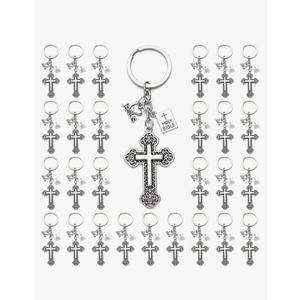 PHAETON 20PCS Cross Key Chains Jesus Cross Book Holy Bible Pendants Keyrings Religious Door Car Key Holders Jesus Key Rings Religious Favors for Christians Easter Prayer Gifts