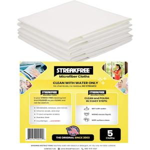 Microfiber Glass Cleaning Cloths  5 Pack 16x16 Lint Free Window & Mirror Cloths  Just Add Water, No Chemicals, Streak-Free Shine