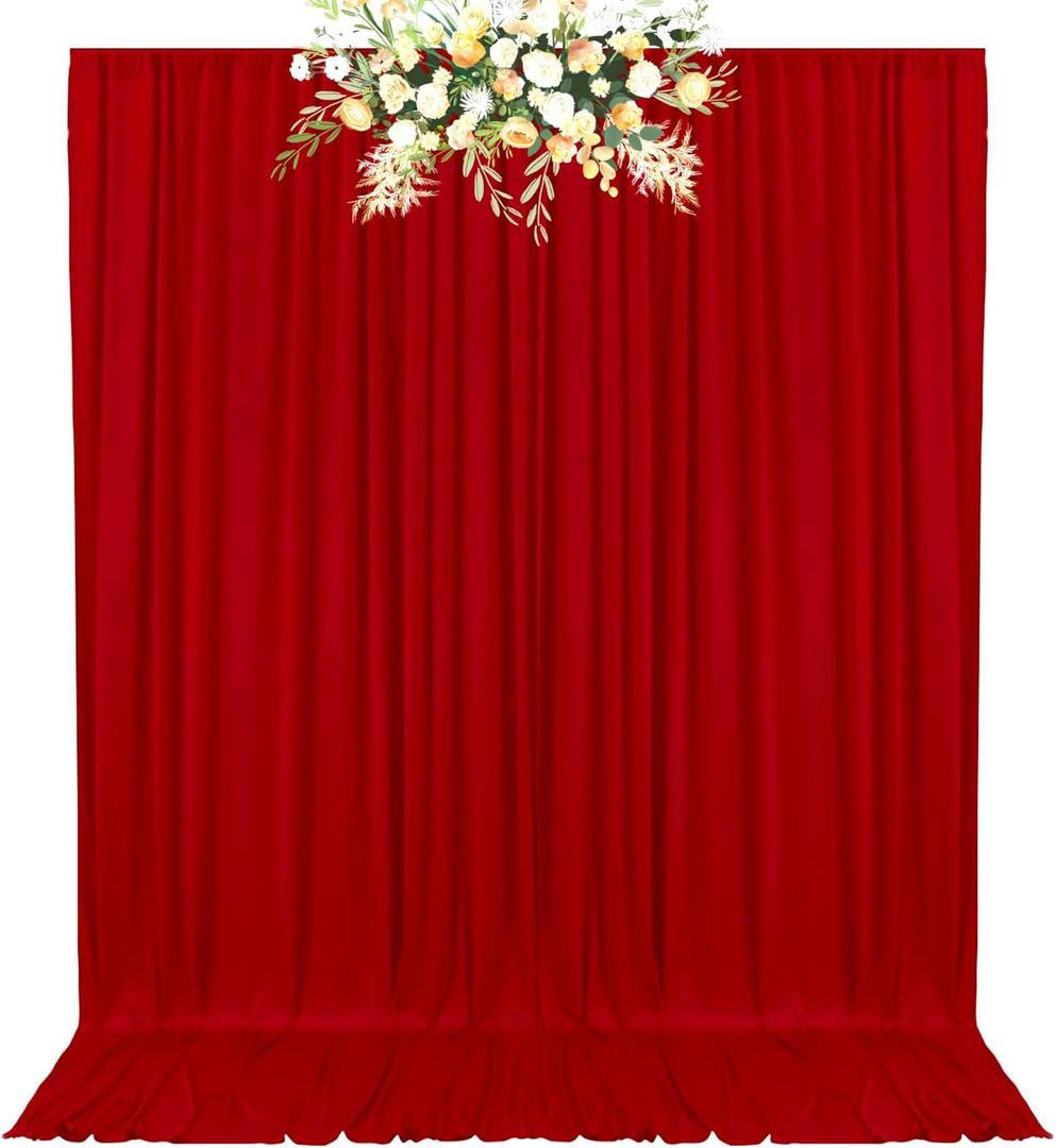 10x12FT Red Wrinkle Free Thick Backdrops Dark Red Backdrop Curtains for Party Arch Stage Wedding Ceremony Curtains Fabric Photography Backdrop 5x12ft,2 Panels YUNNS105