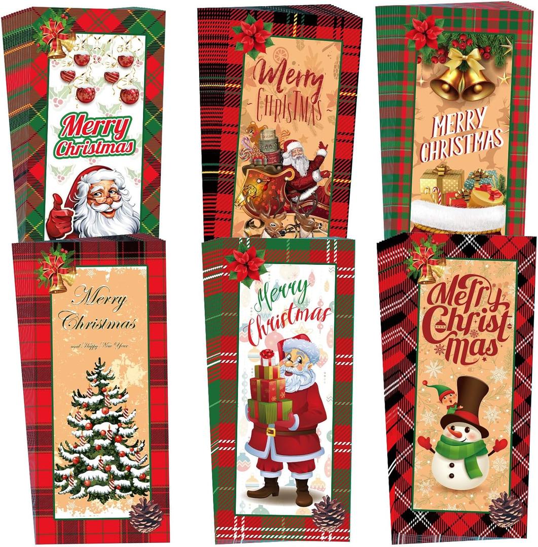 150 Pcs Christmas Money Envelopes Christmas Currency Envelopes for Cash Snowman Santa Buffalo Plaid Xmas Money Cash Greeting Card Holder for Cards Tips Coins Presents Gift Company Bonuses 2.8 x 6.5"
