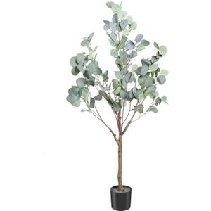 4FT Tall Faux Eucalyptus Tree, Artificial Plants with Realistic Trunk and Lifelike Leaves for Home Office Decor 4FT Fake Eucalyptus Tree for Home House Office Dcor