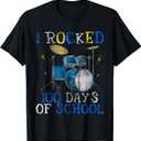 100th Day of School T Shirt Happy 100 Days Drum Kit Music T-Shirt, Men Size Small