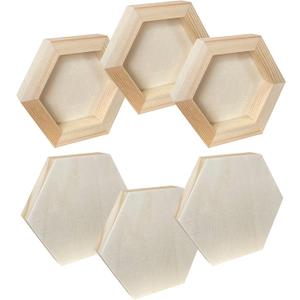 6 Pack Unfinished Wood Canvas Boards for Painting, 4x4.6 in Hexagon Wooden Panels for Crafts