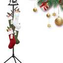 ASTRAEA Christmas Stocking Holder Stand, 53 Inch Freestanding Stocking Hanger Rack for Floor with 8 Hooks, Adjustable Metal Hanger Ornaments Hanging Display Stands Decor for Christmas Holiday Party