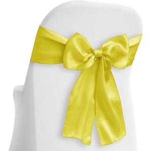 Lann's Linens - 10 Elegant Satin Wedding/Party Chair Cover Sashes/Bows - Ribbon Tie Back Sash - Yellow